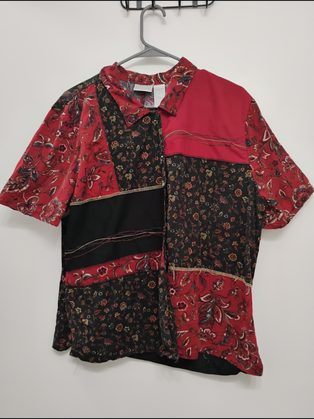 Koret Red & Black Patchwork Floral Button-Down Shirt